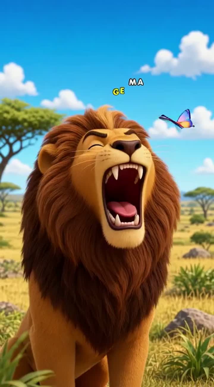 The Lion Who Was Afraid of a Butterfly — AI cartoon