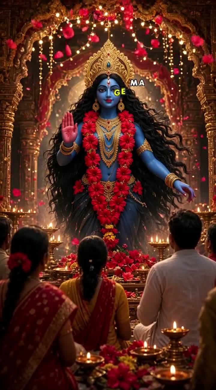 Beautiful 3D animated cartoon of Maa Kali in a grand Kolkata Kali… — AI cartoon