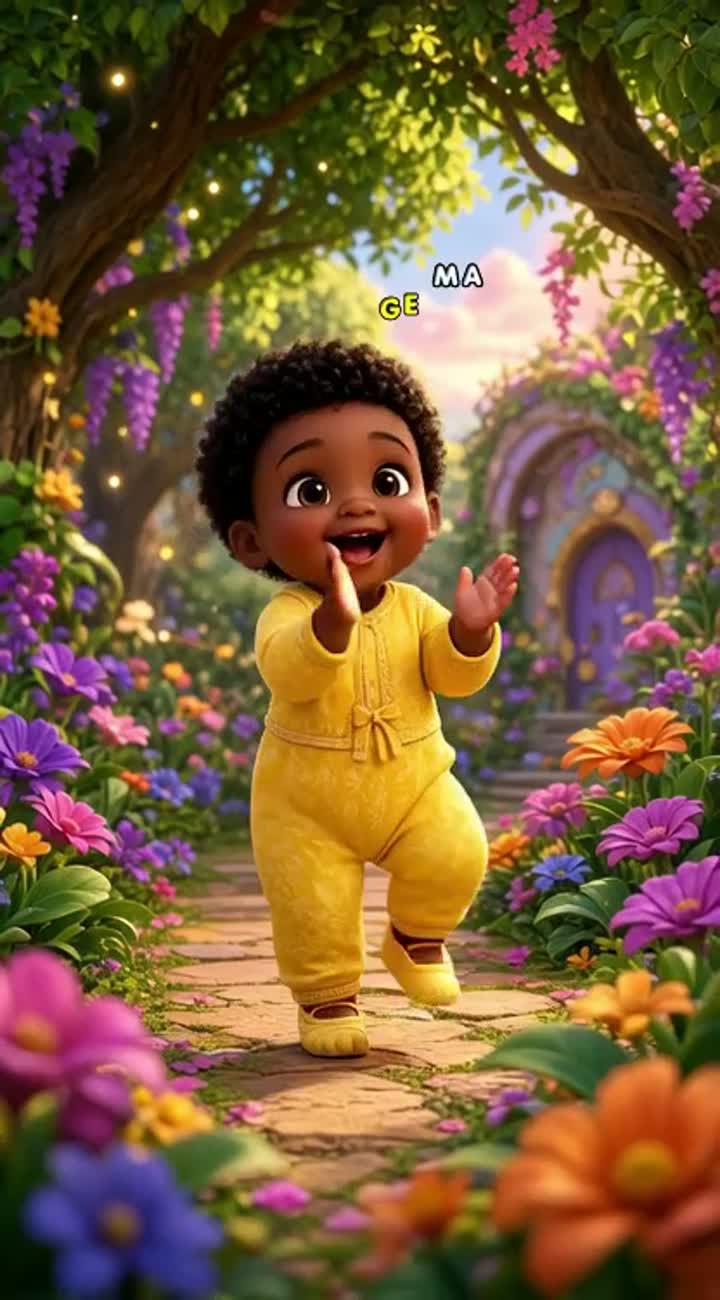 Beautiful 3D animated cartoon of a cute Black baby with big brown… — AI cartoon