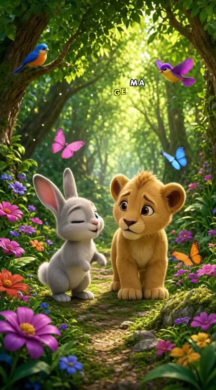 Beautiful 3D animated cartoon story about a cute little rabbit… — AI cartoon