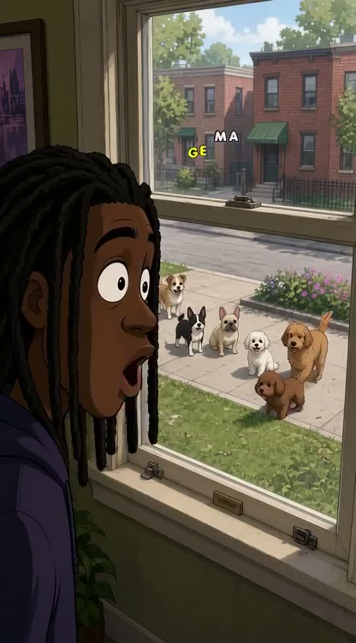 A black man with dreadlocks expression, his teeth looking out… — AI cartoon