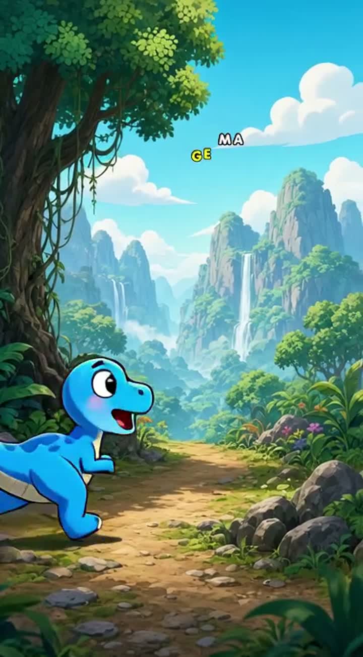A sweet blue dinosaur searches for his mom… — AI cartoon