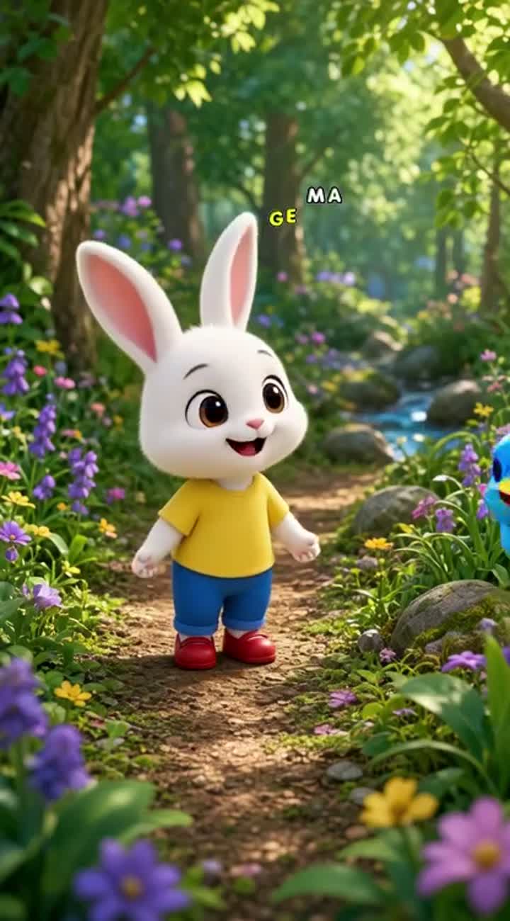 MAIN CHARACTER: Lulu is a cute little white bunny with big brown… — AI cartoon