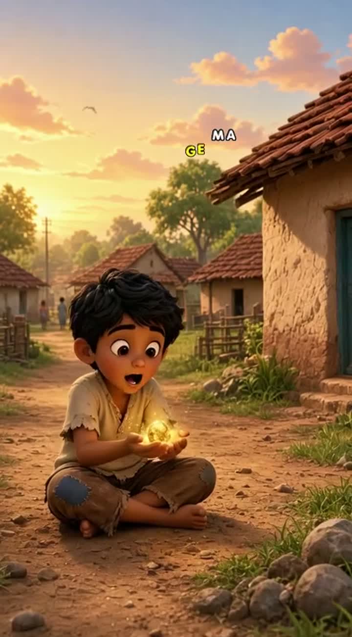 A poor Indian village boy finds a magical seed and plants it — AI cartoon