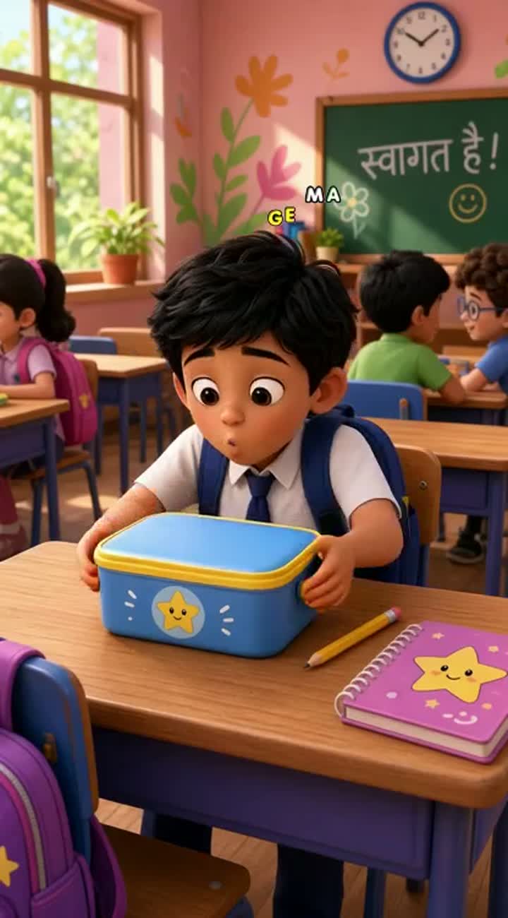Hindi language and Hindi voice, in a playful Pixar-style aesthetic — AI cartoon