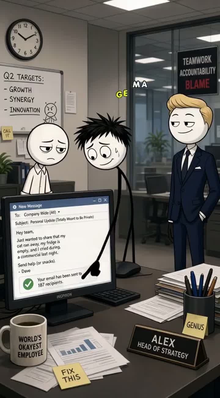In a widescreen 16:9 format — AI cartoon