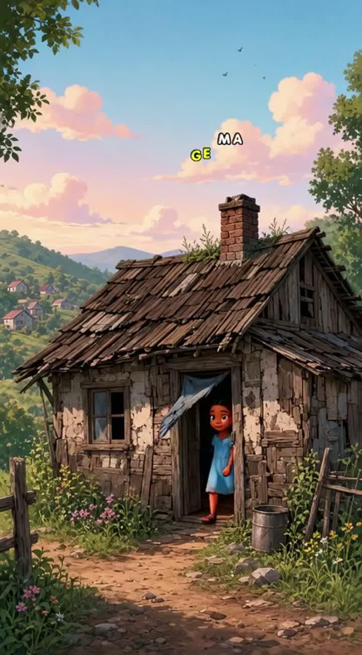 Tit: Ti fi pòv la ki te gen yon gwo rèv — AI cartoon