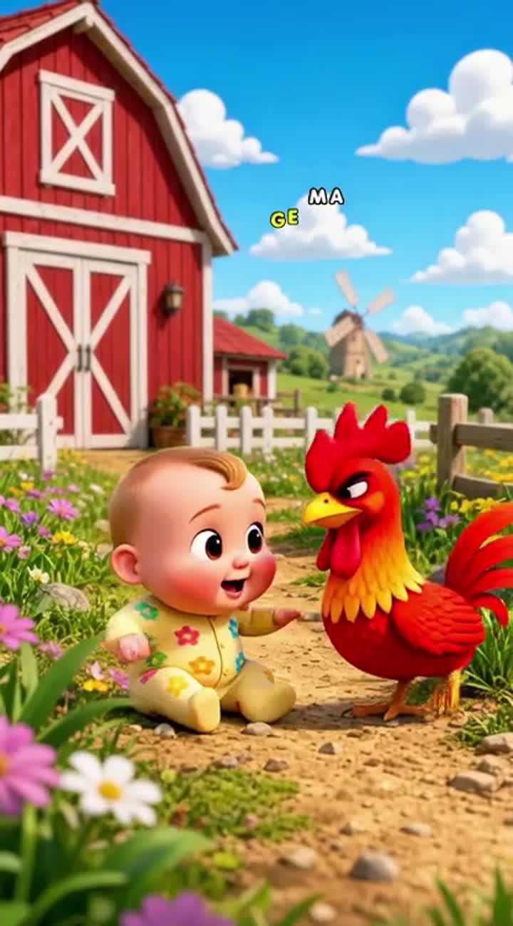 A cute chubby 3D cartoon baby with big expressive eyes plays… — AI cartoon