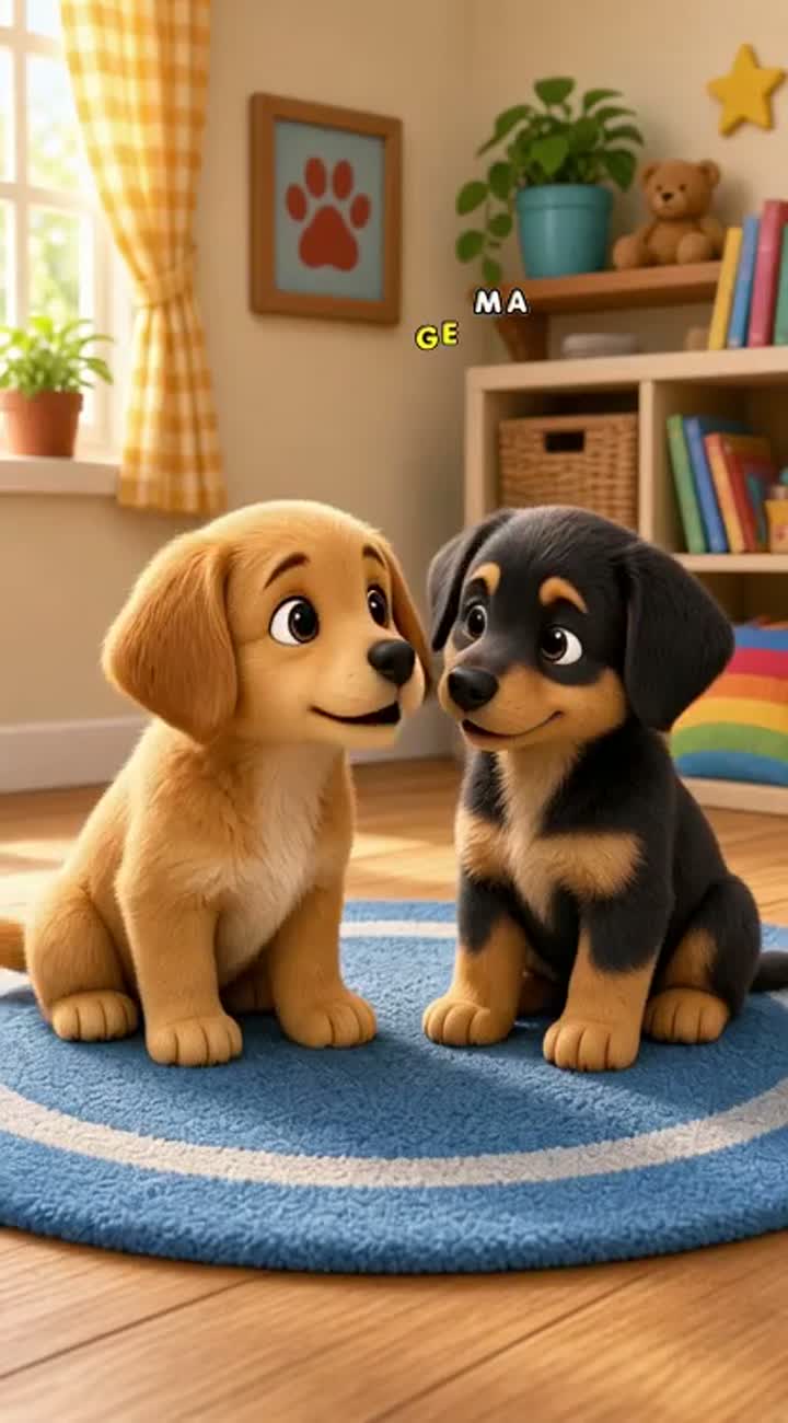 I want to have 2 puppies — AI cartoon