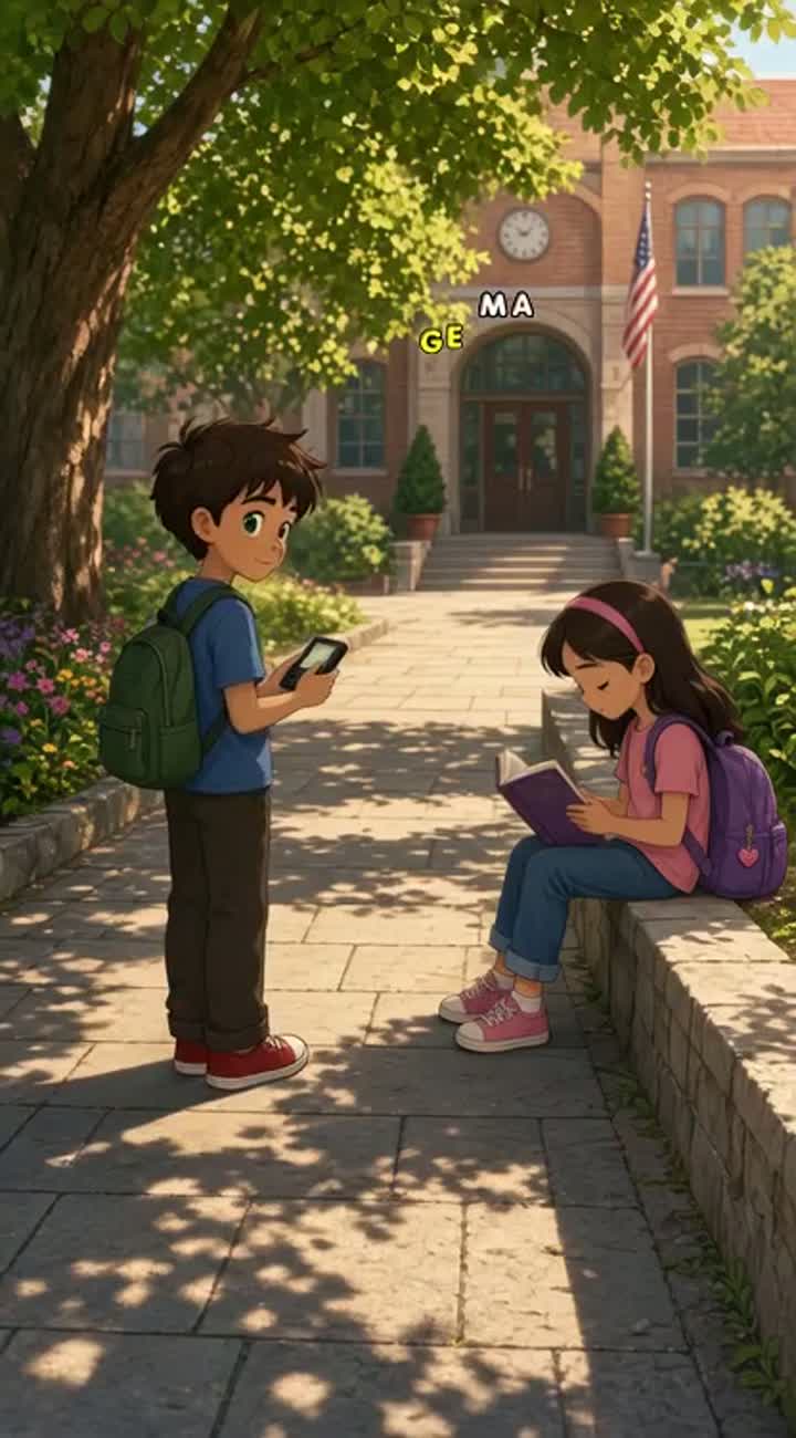 I want the characters to be a brunette boy and a brunette girl — AI cartoon