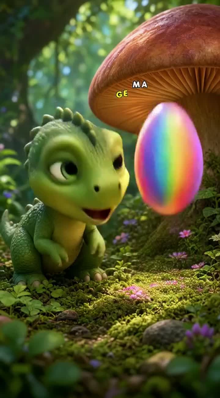 Viral Kids Video Prompt - The Baby Dinosaur Who Found a Rainbow Egg — AI cartoon