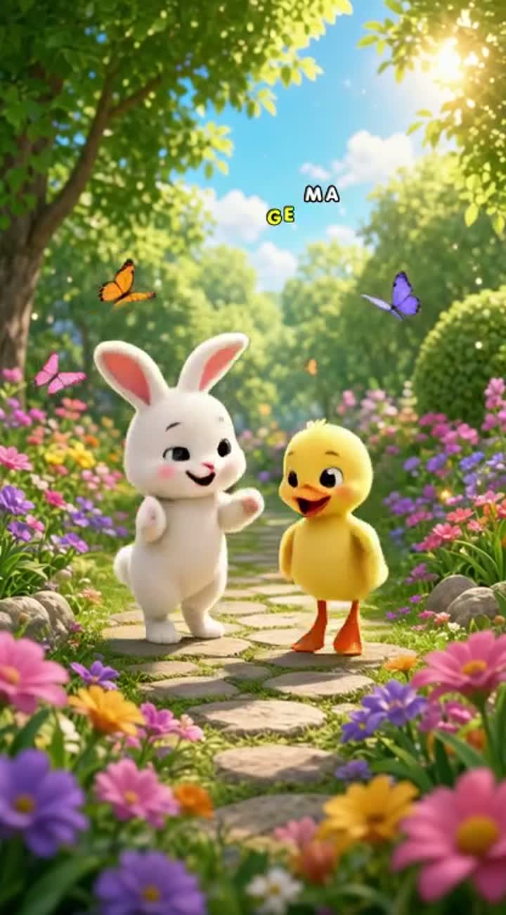 Cute, colourful 3D cartoon for toddlers featuring two adorable… — AI cartoon