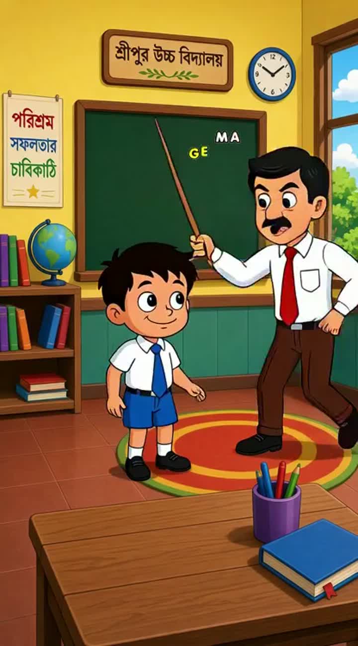 The Clever Foolish Student — AI cartoon