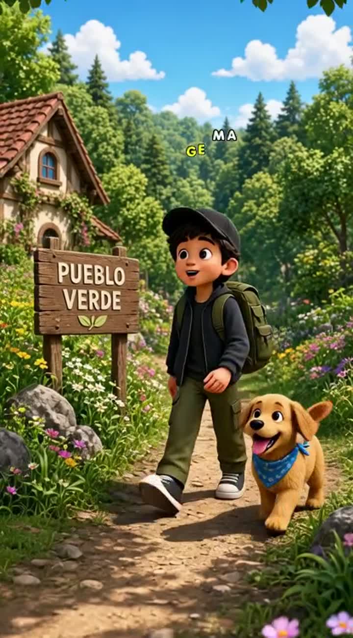 Toby: a friendly adventurous boy wearing a black cap… — AI cartoon