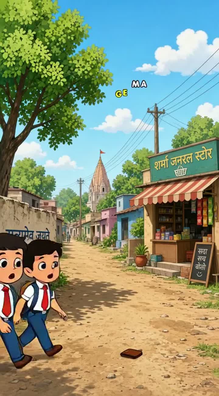 Colorful visuals, a friendly Indian village/small-town setting… — AI cartoon