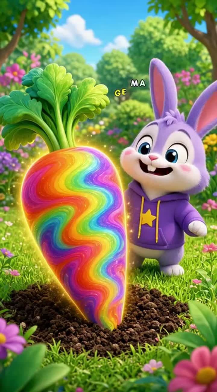 Lulu the rabbit, a cheerful rabbit whose fur, clothing… — AI cartoon