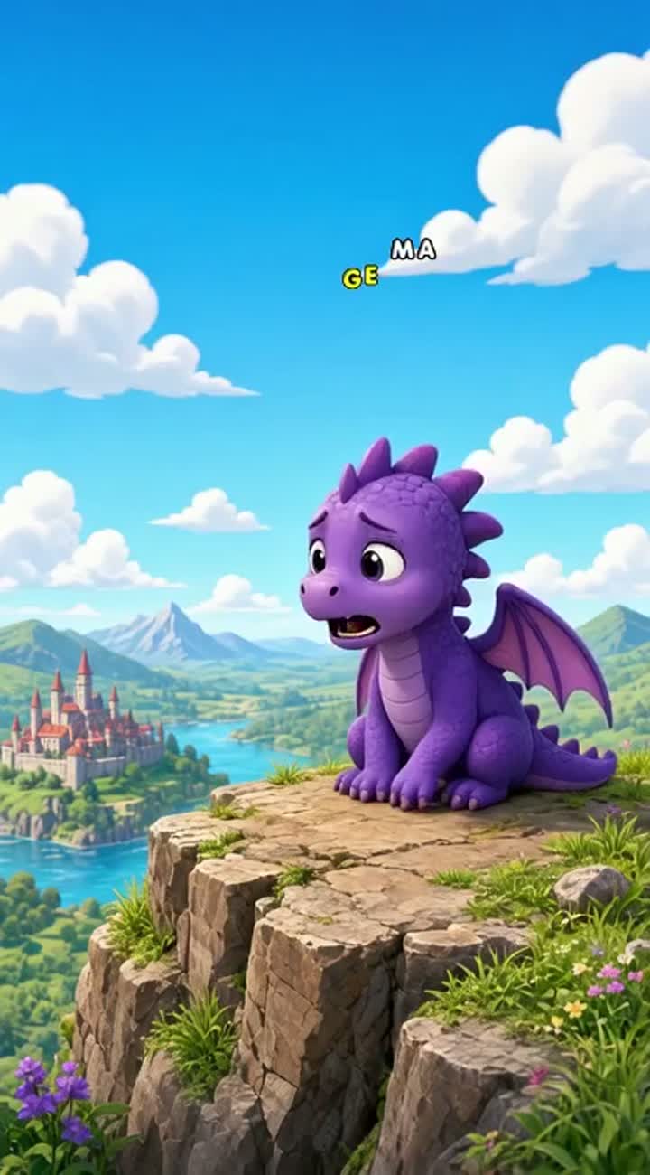 A dragon who is scared of flying, learning to soar Animated… — AI cartoon