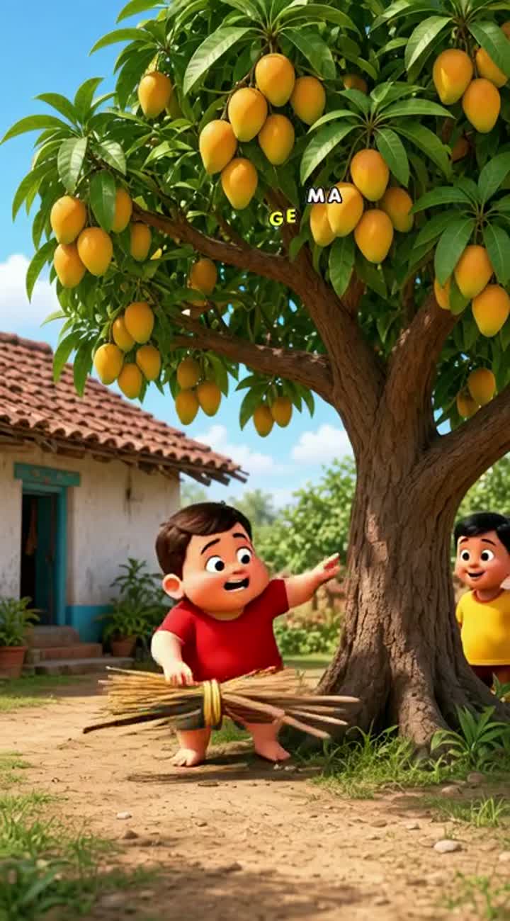 Funny 3D animated Indian village comedy in a colorful… — AI cartoon