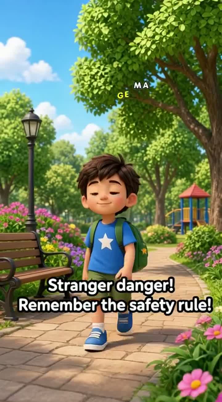 Colorful 3D cartoon animation for a children's safety YouTube short — AI cartoon