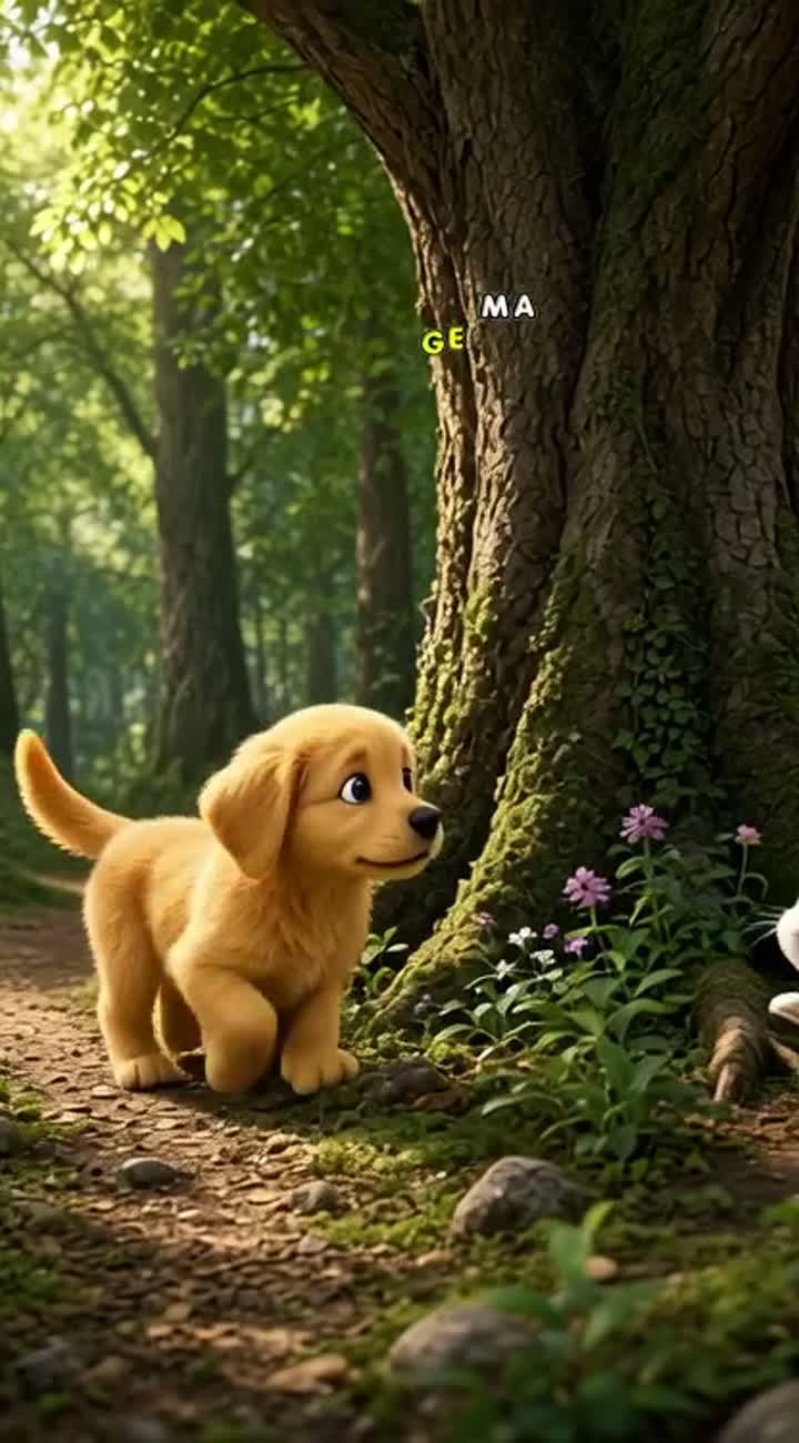 The Puppy Who Saved a Baby Rabbit — AI cartoon