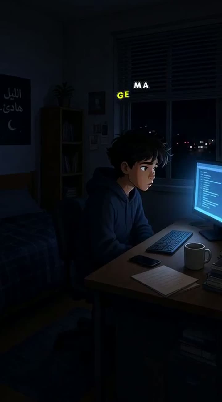 Episode 1, "The Message." Single continuous shot inside Adam's… — AI cartoon