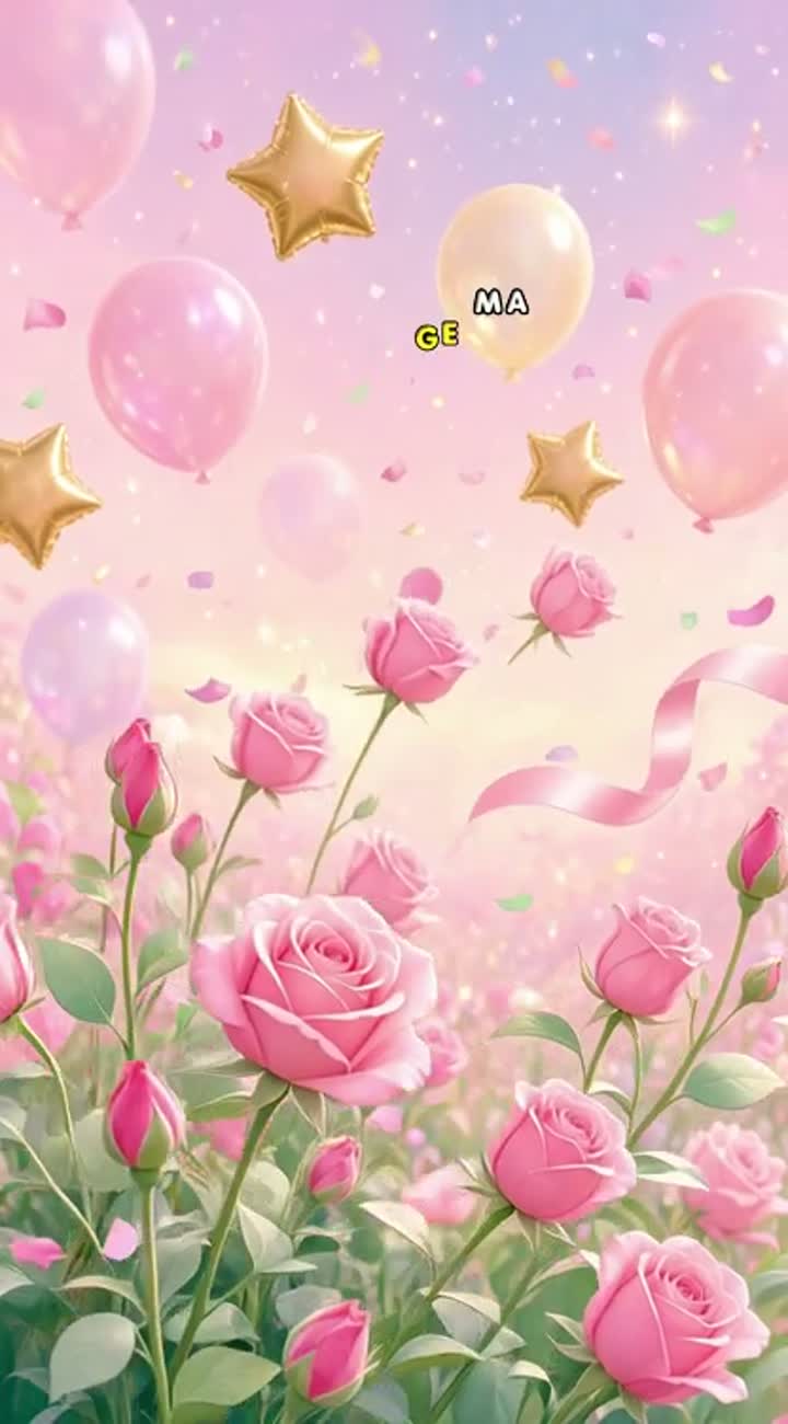 A birthday-themed animated scene: in the foreground… — AI cartoon