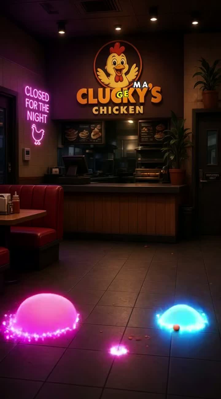 Five magical squishy toy friends come to life inside a chicken… — AI cartoon