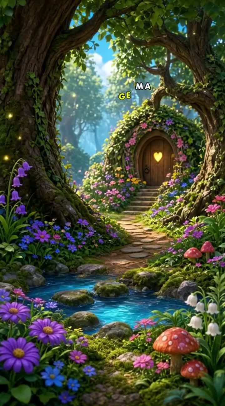 A cute puppy saves a little girl in a magical forest… — AI cartoon