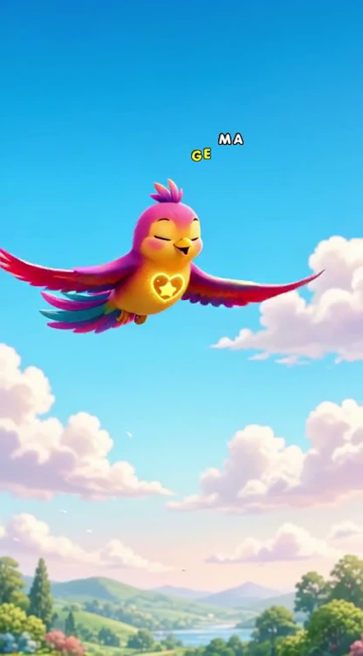 Called "রঙিন পাখি" (Rongin Pakhi) flies gracefully through… — AI cartoon
