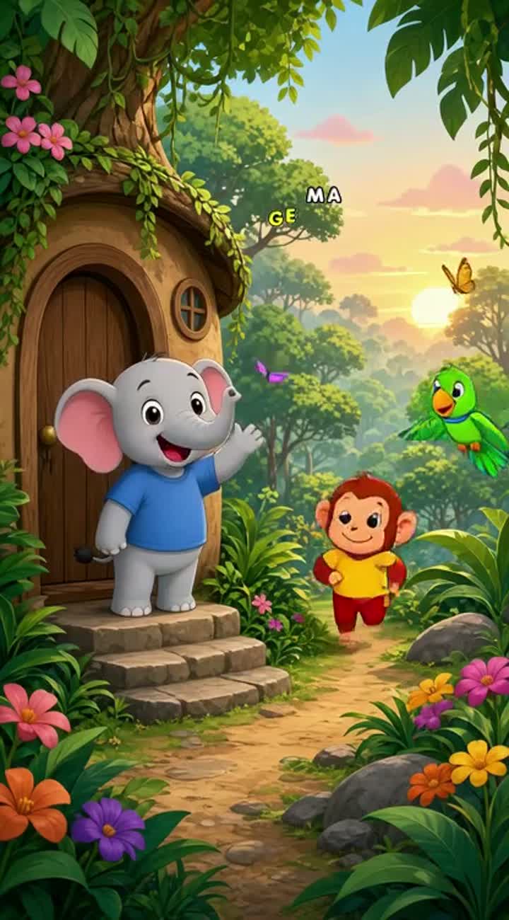 Bright backgrounds, cute facial expressions, natural walking… — AI cartoon