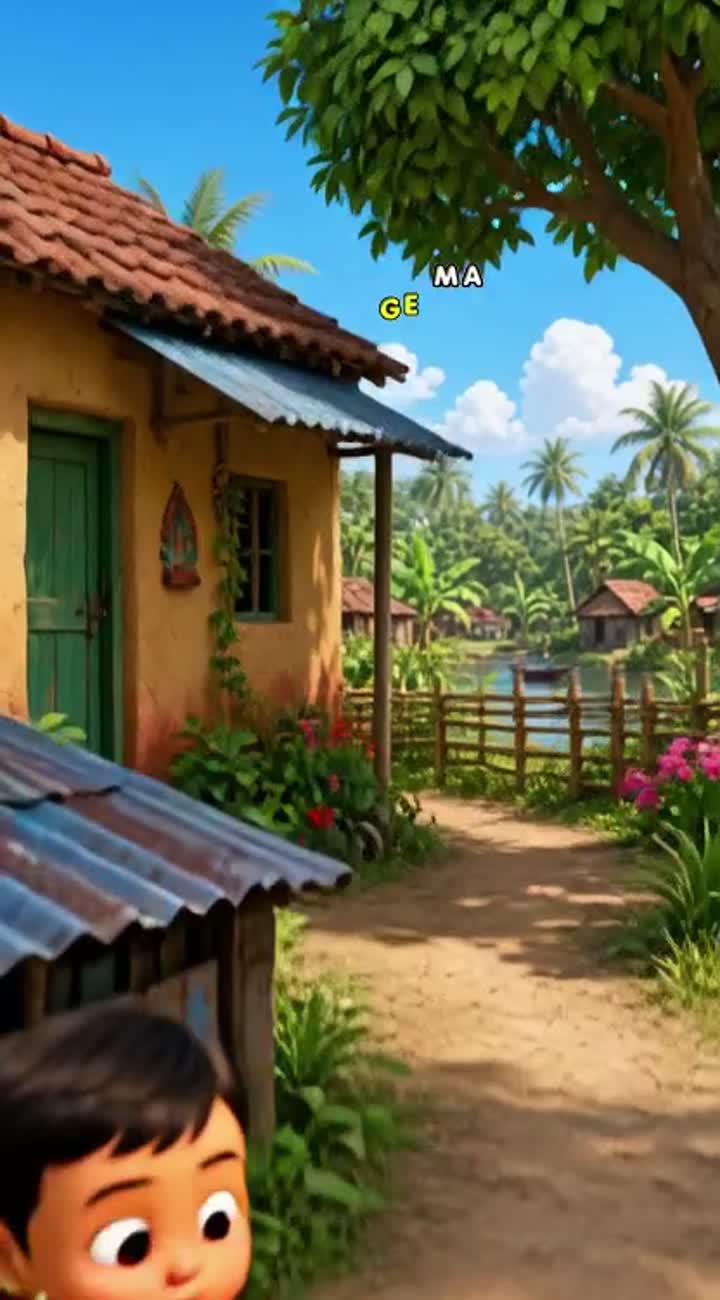 Colorful 3D cartoon story about a little boy and a cute cat… — AI cartoon