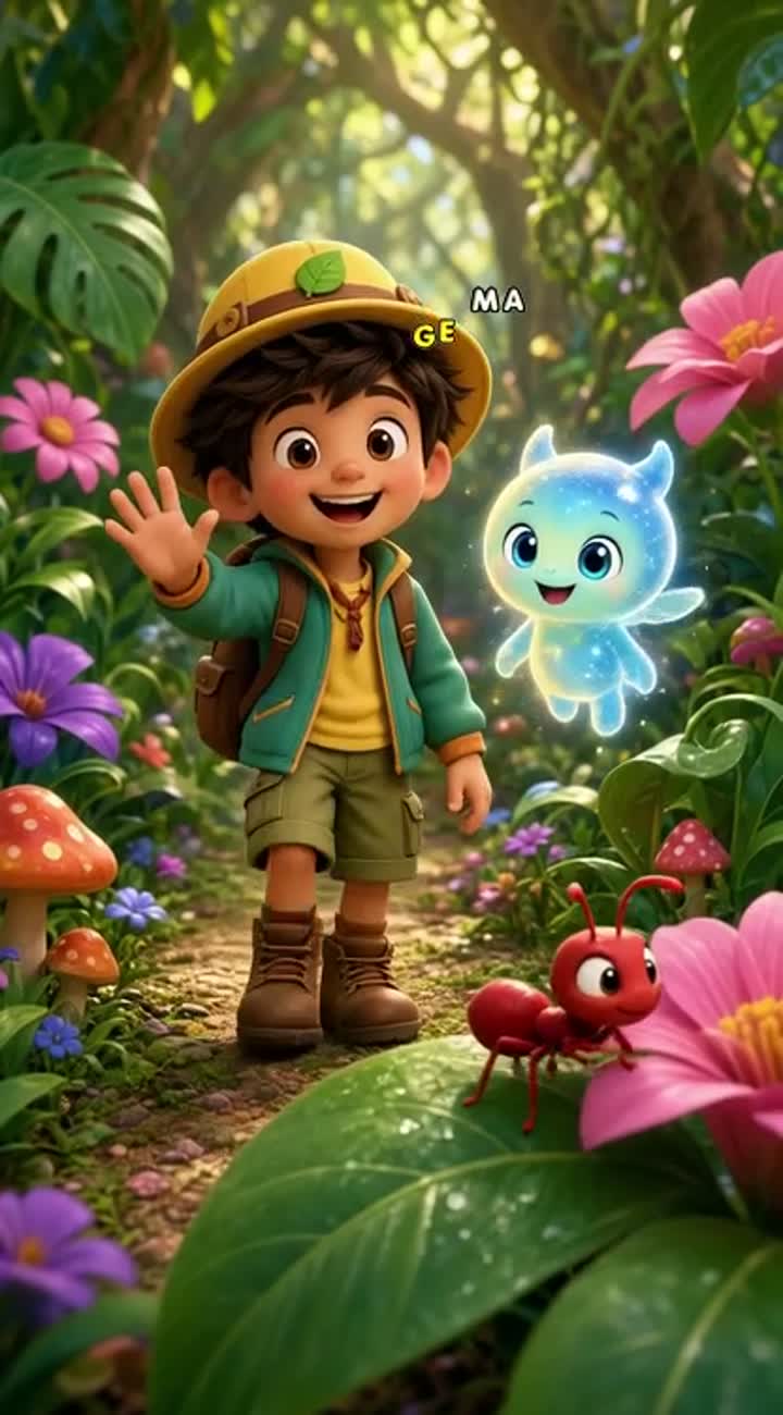 A vibrant, colorful 3D animated preschool adventure set… — AI cartoon