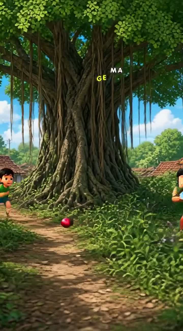 Ravi, Aman, Sonu, and Anish, four village friends… — AI cartoon