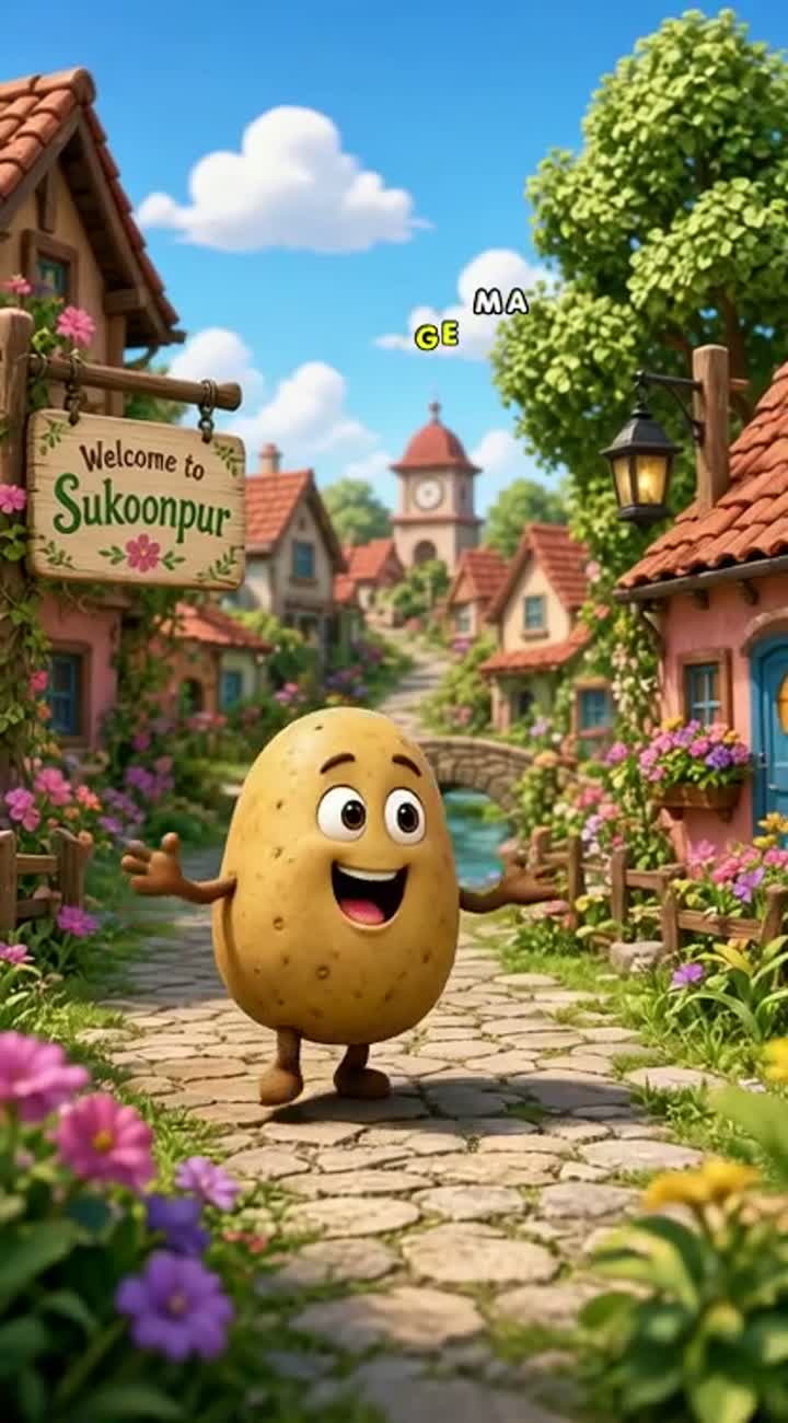 A vibrant, colourful animated cartoon set in a beautiful… — AI cartoon