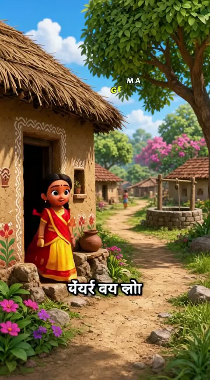 3D animated cartoon story in Hindi about a poor but kind Indian… — AI cartoon