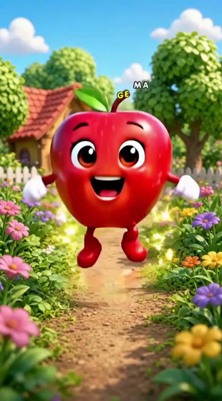 AI VIDEO PROMPT - CUTE 3D CARTOON APPLE — AI cartoon