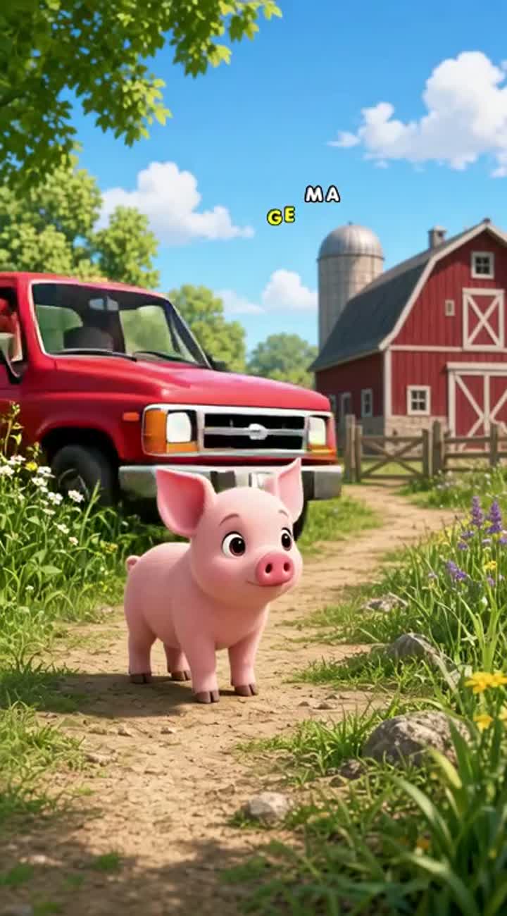 There is a little piglet in a farm — AI cartoon