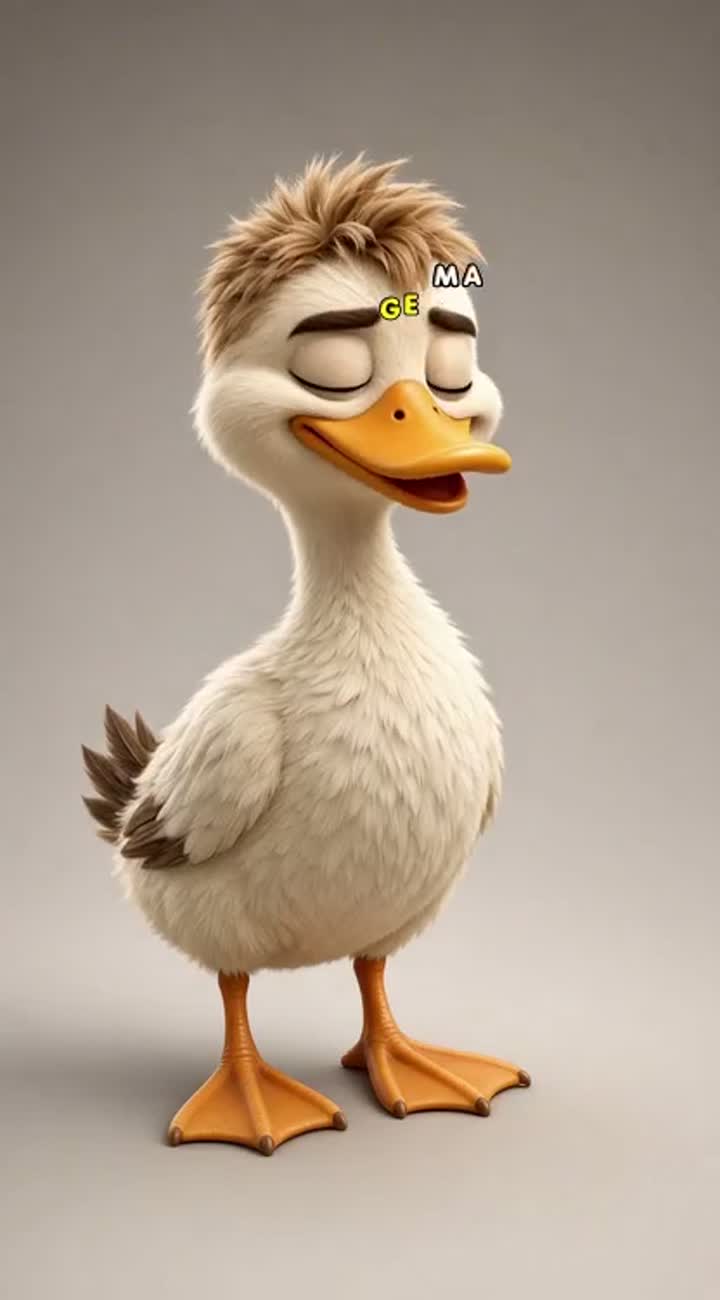 A hilarious, adorable 3D cartoon duck with soft… — AI cartoon