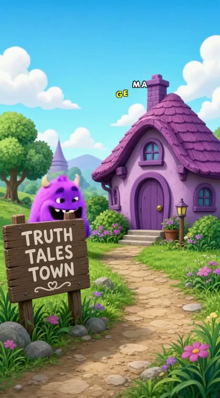 A fluffy purple monster who grows bigger every time he tells… — AI cartoon
