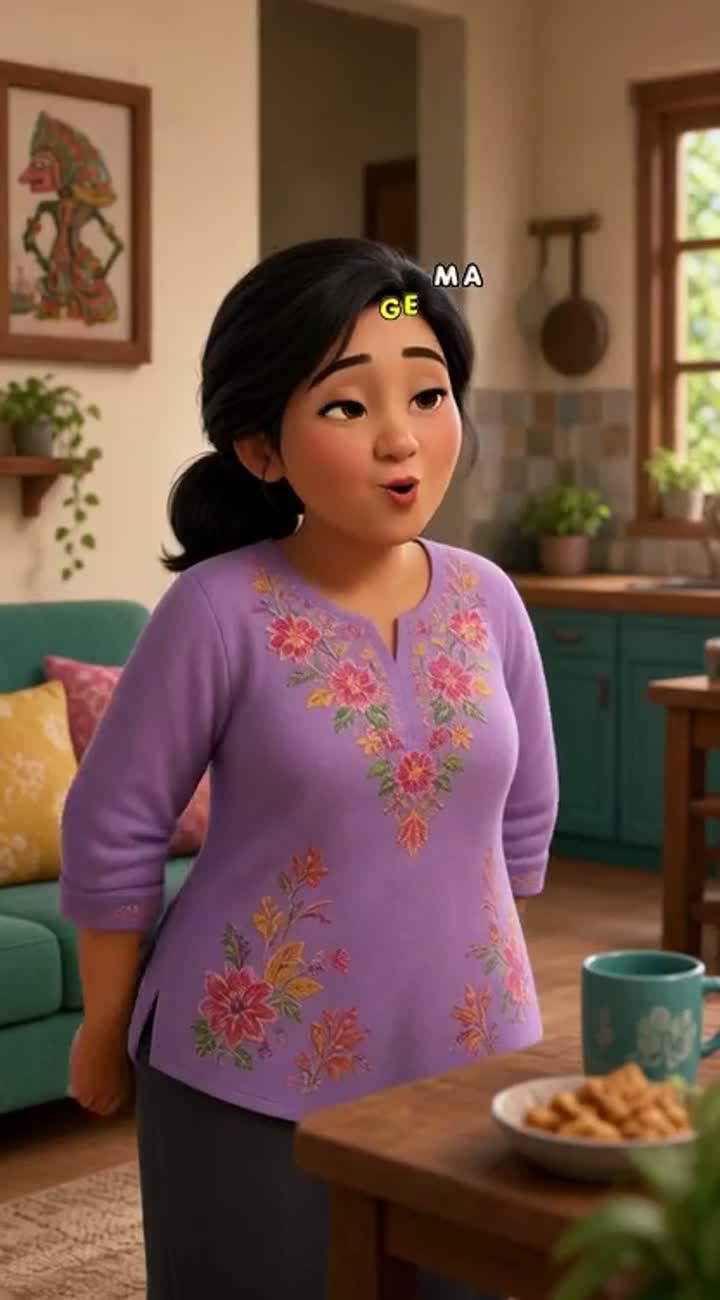 Cute, colorful 3D cartoon of Ayix, a cheerful Indonesian mother… — AI cartoon