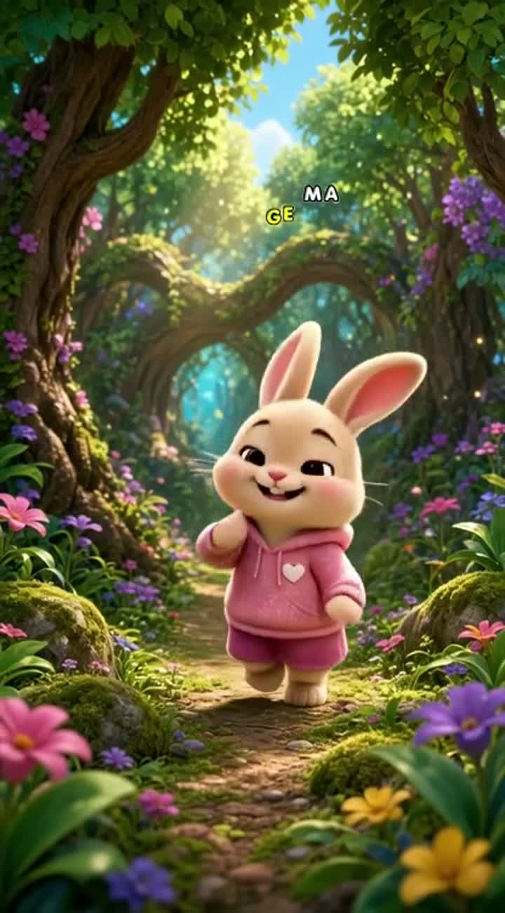 Cute 3D baby bunny named Coco dancing and singing a happy nursery… — AI cartoon
