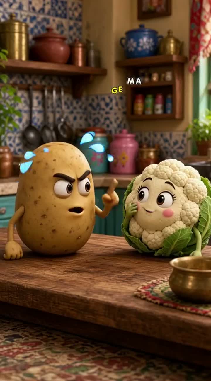 Funny 3D cartoon animation featuring two cute vegetable… — AI cartoon