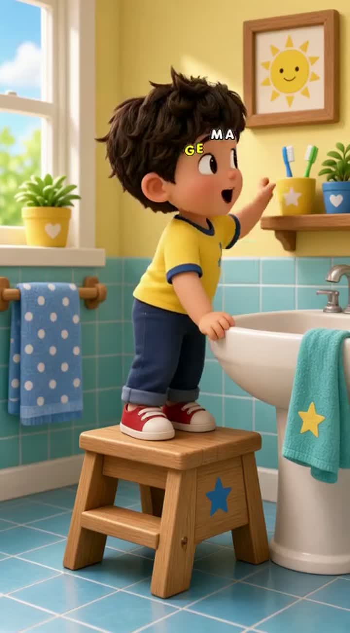 Brush, Brush, Brush Your Teeth! — AI cartoon