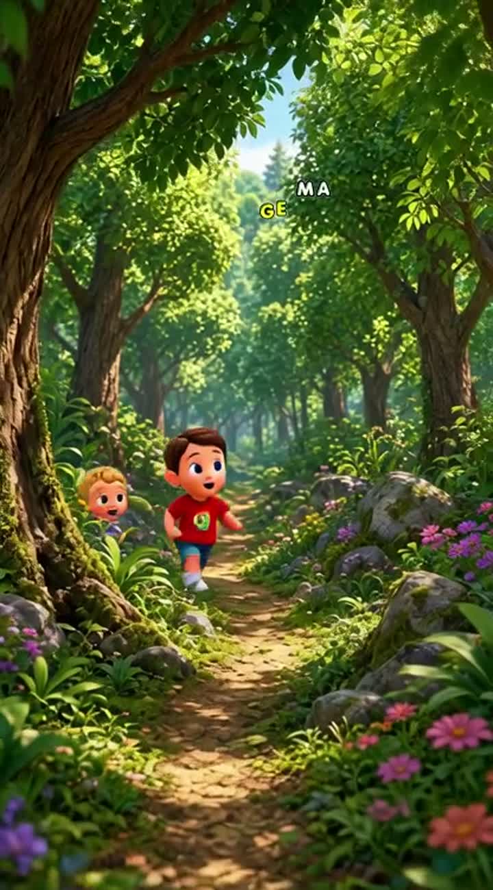 Cute 3D cartoon about a family with three little boys aged 7, 5… — AI cartoon
