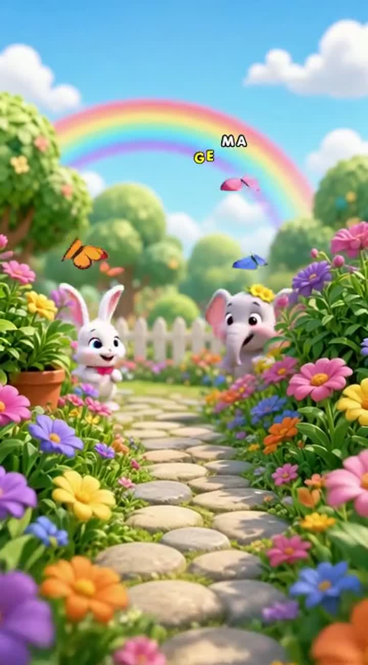 Cute 3D cartoon baby rabbit and baby elephant singing and dancing… — AI cartoon