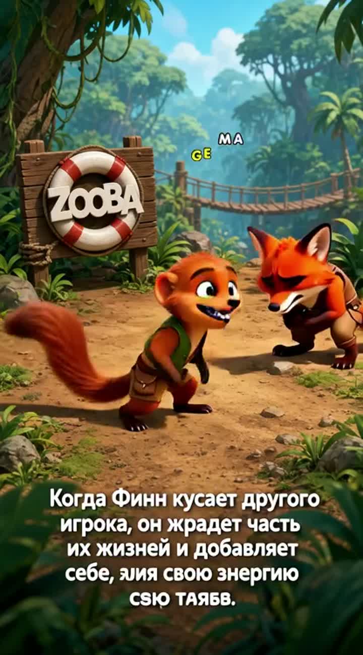 A vibrant, colorful cartoon set in the world of the Zooba game… — AI cartoon
