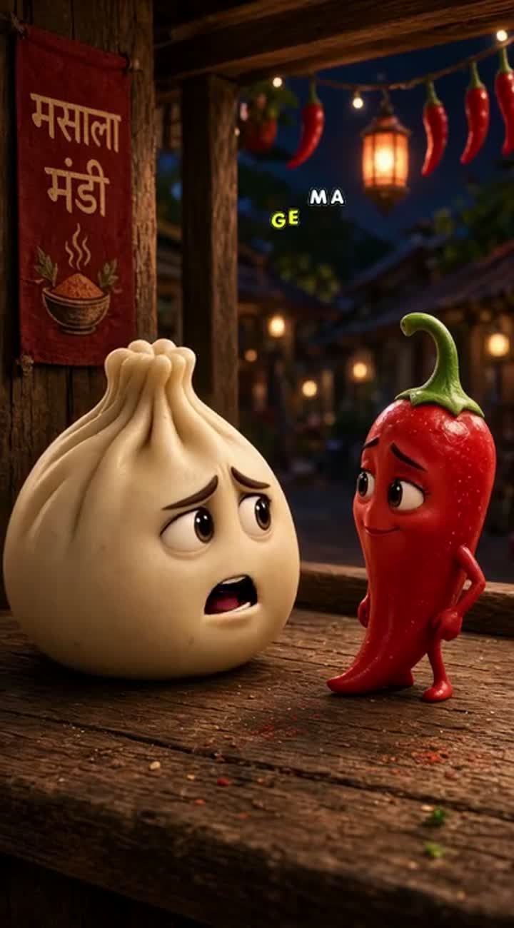 Expressive animation, featuring anthropomorphic food characters — AI cartoon