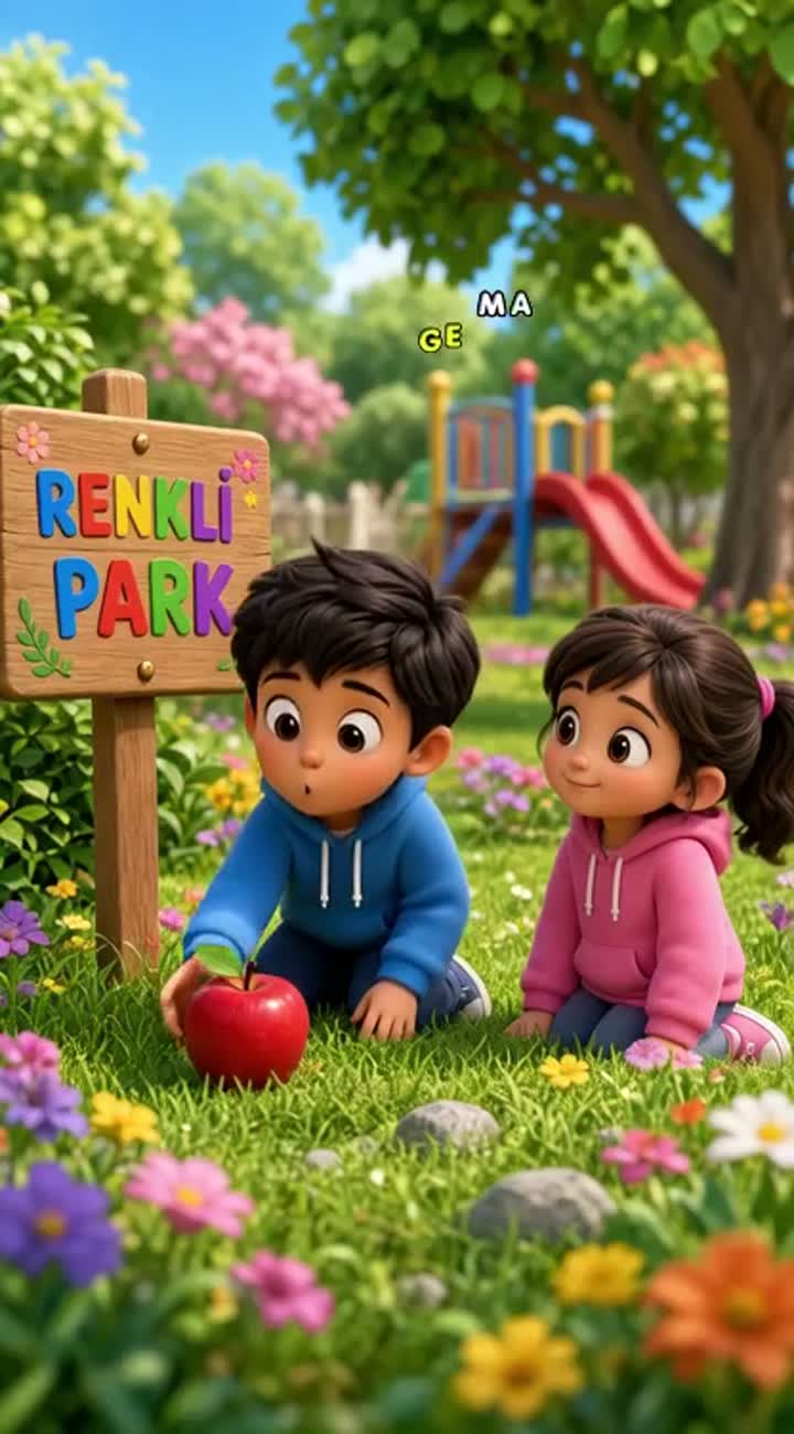 Two cute 3D cartoon Turkish kids, Mert wearing a blue hoodie… — AI cartoon