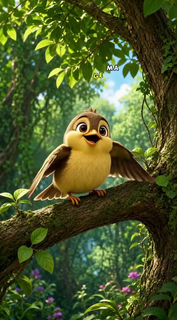3D animated cartoon moral story titled "The Little Sparrow… — AI cartoon