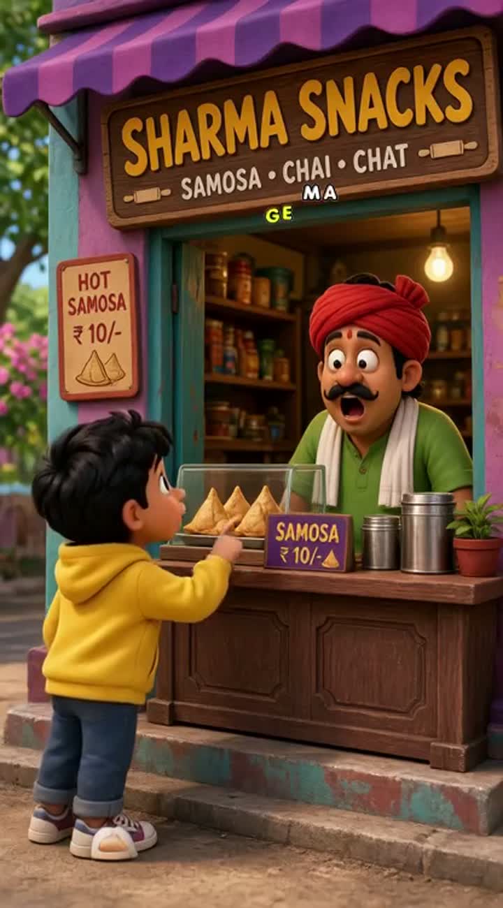 A cute 3D cartoon Indian boy in a yellow hoodie asks a funny… — AI cartoon